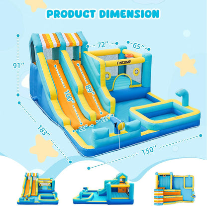 Inflatable Bounce House, 10 in 1 Double Water Slide Bounce