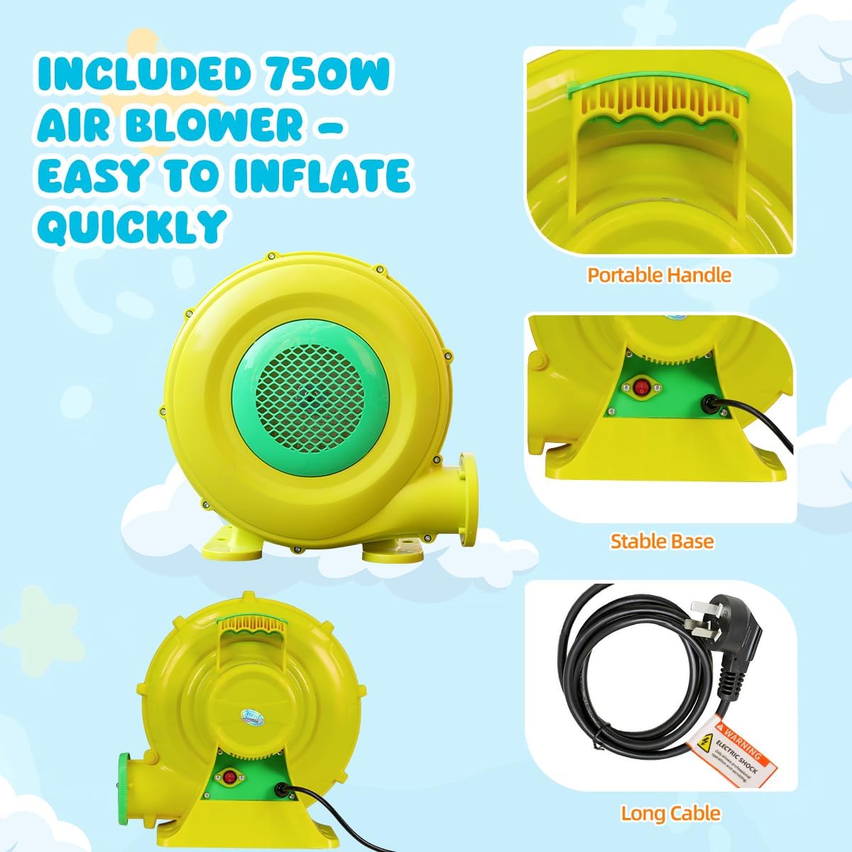 Inflatable Bounce House, 10 in 1 Double Water Slide Bounce