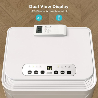 Aire acondicionado portátil para habitaciones de hasta 450 pies cuadrados: unidad portátil silenciosa 4 en 1 con funciones de deshumidificador y ventilador, control remoto, modo de suspensión y temporizador de 24 horas.